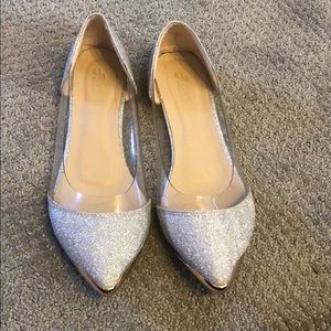 Silver pointed toe flats size 7